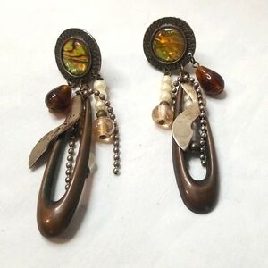 Vintage Colorful Beaded Snake Earrings Dangle